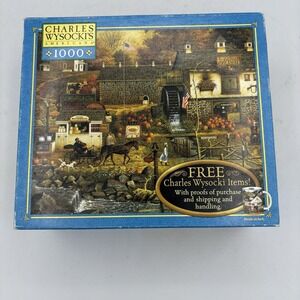 Hasbro Charles Wysocki Americana 1000 Piece Puzzle Olde Bucks County USA Vintage